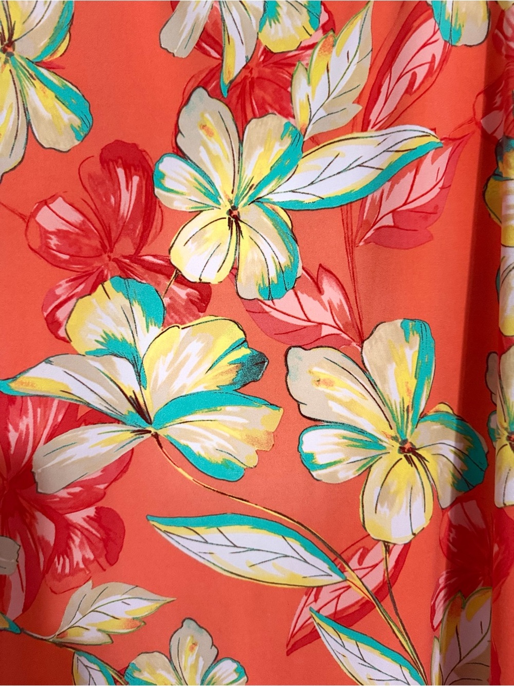 Susan Graver Floral Scoop Neck Tunic Top asymmetrical tie side size 2X tropical - Picture 8 of 10